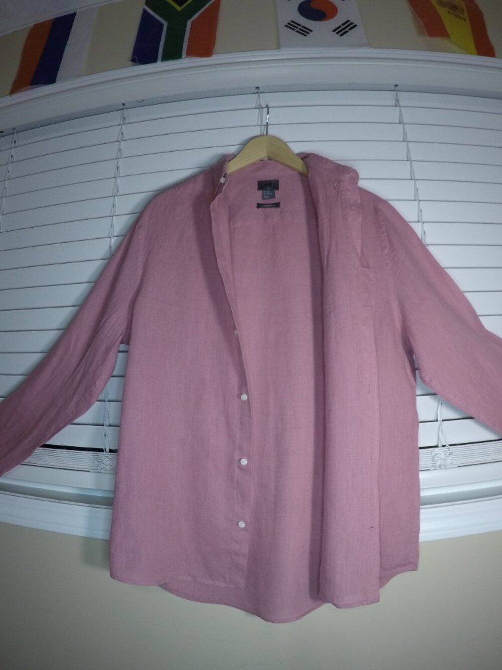 H&M Linen Relaxed Fit Shirt M Dusty Rose
